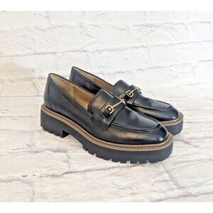 Sam Edelman Black Loafers with Gold Buckle